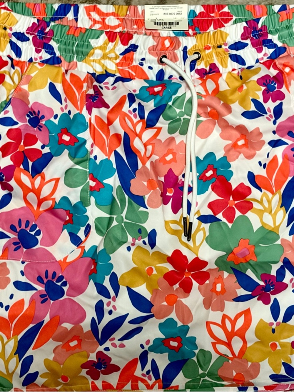 St. John's Bay White Floral Swimwear with Teal, Coral, and Green Accents